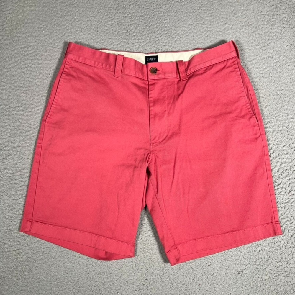 J Crew Shorts Mens 32 Red Chino Cotton Blend Casual‎ Preppy Pockets Walking Logo